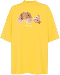 Palm Angels Logo Cotton T-shirt - Yellow