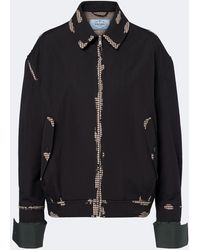 Prada - Houndstooth Devore Cotton Blouson Jacket - Lyst