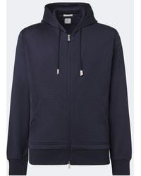 Eleventy - Silk And Cotton-Blend Zip-Up Hoodie - Lyst