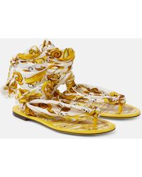 Dolce & Gabbana - Printed Silk Twill Sandals - Lyst