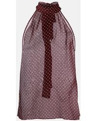 Nili Lotan - Alla Polka-Dot Halterneck Silk Top - Lyst