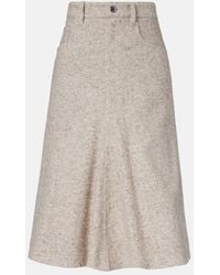 Brunello Cucinelli - Monili Wool And Silk-Blend Midi Skirt - Lyst