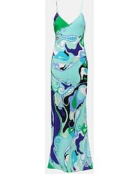 Emilio Pucci - Orchidee Printed Silk Maxi Dress - Lyst