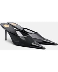 Saint Laurent - Renee Mesh And Leather Mules - Lyst
