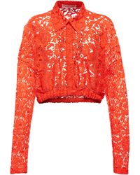 Valentino Cropped-Bluse aus Spitze - Rot