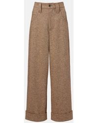 Brunello Cucinelli - Monili Wool-Blend Flannel Wide-Leg Pants - Lyst
