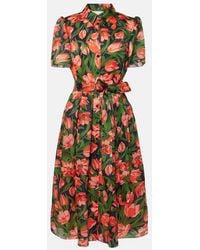 Carolina Herrera - Floral Silk Shirt Dress - Lyst