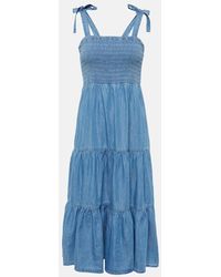 Veronica Beard - Vestido Midi Tola De Mezcla De Algodon - Lyst