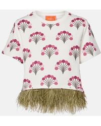 La DoubleJ - Camiseta La Scala De Jersey Estampada Con Plumas - Lyst