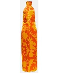 SIR. - Vestido Largo De Seda Estampado - Lyst