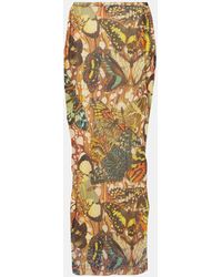Jean Paul Gaultier - Printed Mesh Maxi Skirt - Lyst
