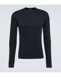 Tom Ford - Ribbed-knit Jersey Henley Shirt - Lyst