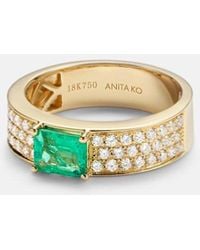 Anita Ko - 18Kt Ring With Emerald And Diamonds - Lyst