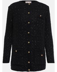 Valentino - Sequined Mohair-blend Cardigan - Lyst