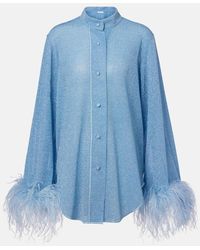 Oséree - Lumiere Plumage Feather-Trimmed Shirt - Lyst