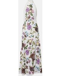 La Fuori - Luminous Flounce Embellished Floral Gown - Lyst