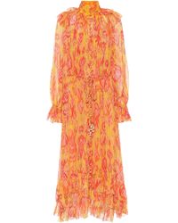 Zimmermann Seidenkleid mit abstraktem Print - Orange