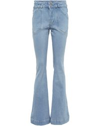 FRAME High-Rise Jeans Double Button Flare - Blau