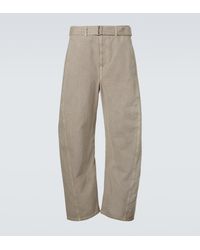Lemaire - Twisted Belted Cotton Twill Pants - Lyst