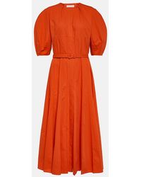 Gabriela Hearst - Caden Puff-Sleeve Cotton Midi Dress - Lyst