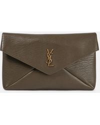 Saint Laurent - Cassandre Large Leather Clutch - Lyst