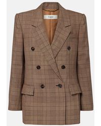 Chloé - Blazer Cruzado De Lana A Cuadros - Lyst