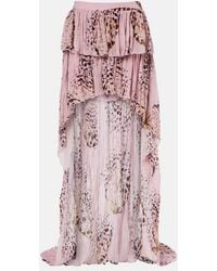 Blumarine - Printed Asymmetric Georgette Maxi Skirt - Lyst