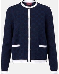 Gucci - Gg Fine Cotton Jacquard Cardigan - Lyst