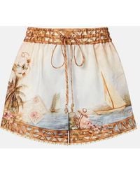Zimmermann - Mahon Printed Linen Shorts - Lyst