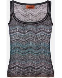 Missoni - Top Aus Haekelstrick Mit Pailletten - Lyst