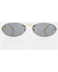 Fendi - First Embellished Oval Sunglasses - Lyst