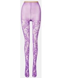 Valentino - Floral Lace Tights - Lyst