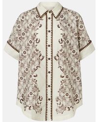 ALÉMAIS - Printed Cotton And Silk Bowling Shirt - Lyst