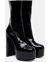 Saint Laurent - Billy 95 Leather Platform Mid-Calf Boots - Lyst