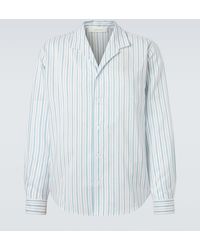 Umit Benan - Franco Pinstripe Silk And Cotton Shirt - Lyst