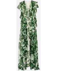 Costarellos - Kalina Printed Ruffled Silk Gown - Lyst