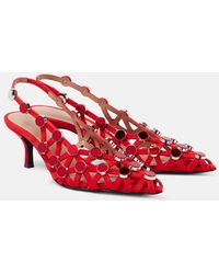 The Attico - Grid 50 Embellished Leather Slingback Pumps - Lyst