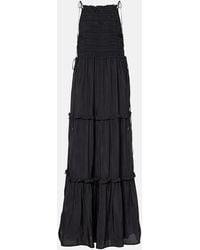 Ganni - Smocked Tiered Maxi Dress - Lyst