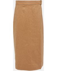 Vince - Buckle Linen-blend Wrap Skirt - Lyst