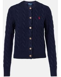 Polo Ralph Lauren - Pony Cable-Knit Wool And Cashmere Cardigan - Lyst