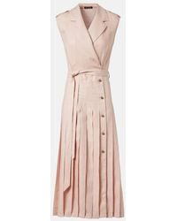 Loro Piana - Bryce Pleated Linen Midi Dress - Lyst