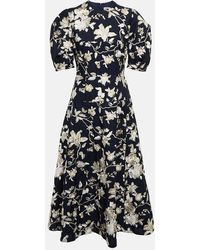 Erdem - Robe Midi Kira Brodee En Coton Melange A Fleurs - Lyst