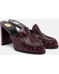 Saint Laurent - Le Loafer Leather Mules - Lyst