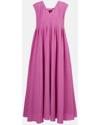Max Mara - Vestido Largo Piega De Ramio Y Algodon - Lyst