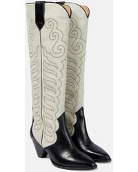 Isabel Marant - Liela Leather And Suede Cowboy Boots - Lyst