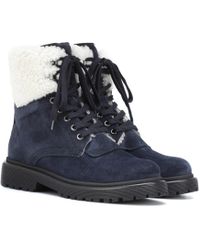 Moncler Patty Suede Ankle Boots - Blue