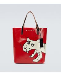 Marni Leather Tribeca Logo-print Pvc Tote Bag in Black for Men | Lyst