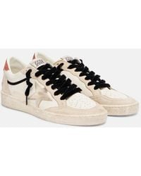 Golden Goose - Ball Star Suede-Trimmed Leather Sneakers - Lyst