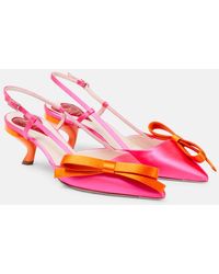 Roger Vivier - Shiny Pink/orange Virgule Bow Slingback Pumps - Lyst