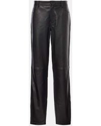 TOTEME - Mid-Rise Leather Straight Pants - Lyst